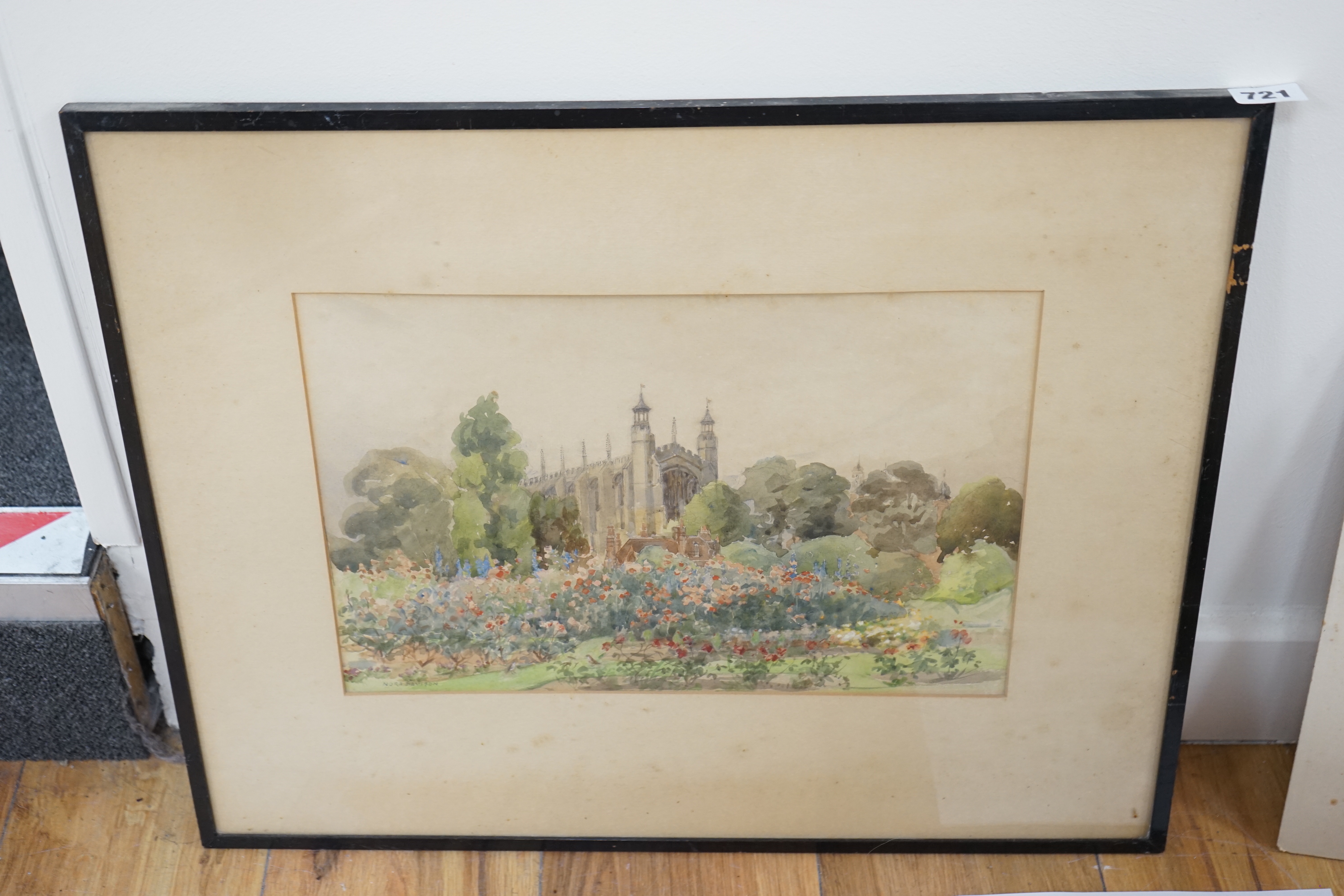 Nora Davison, (fl.1881-1905), watercolour, Eton College, signed, 24 x 36cm